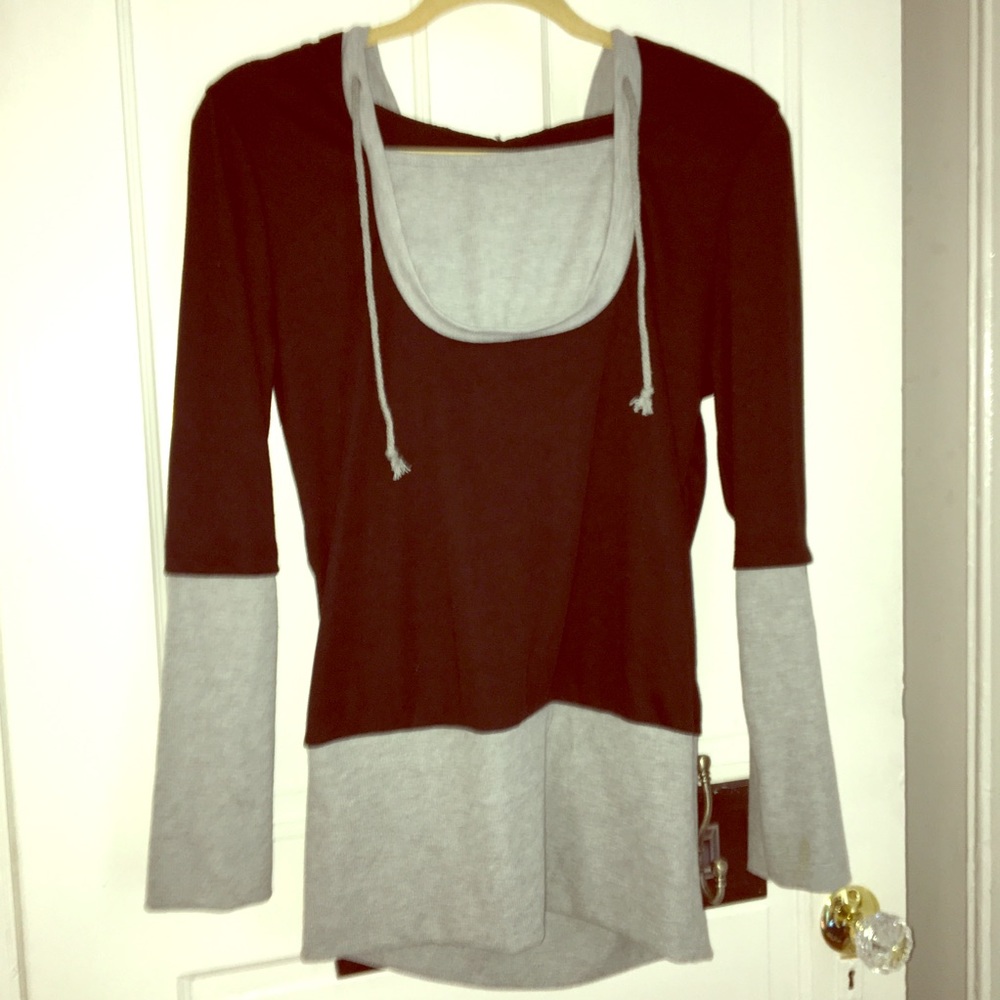 Black&Gray Pullover Drawstring Hoody